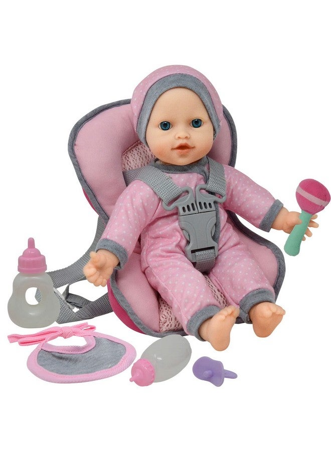 The New York Doll Collection Doll Travel Playset - Baby Doll Car Seat Carrier Backpack With 12 Inch Soft Body Doll Includes Doll Bottles And Toy Accessories … (Caucasian)  - Image 1