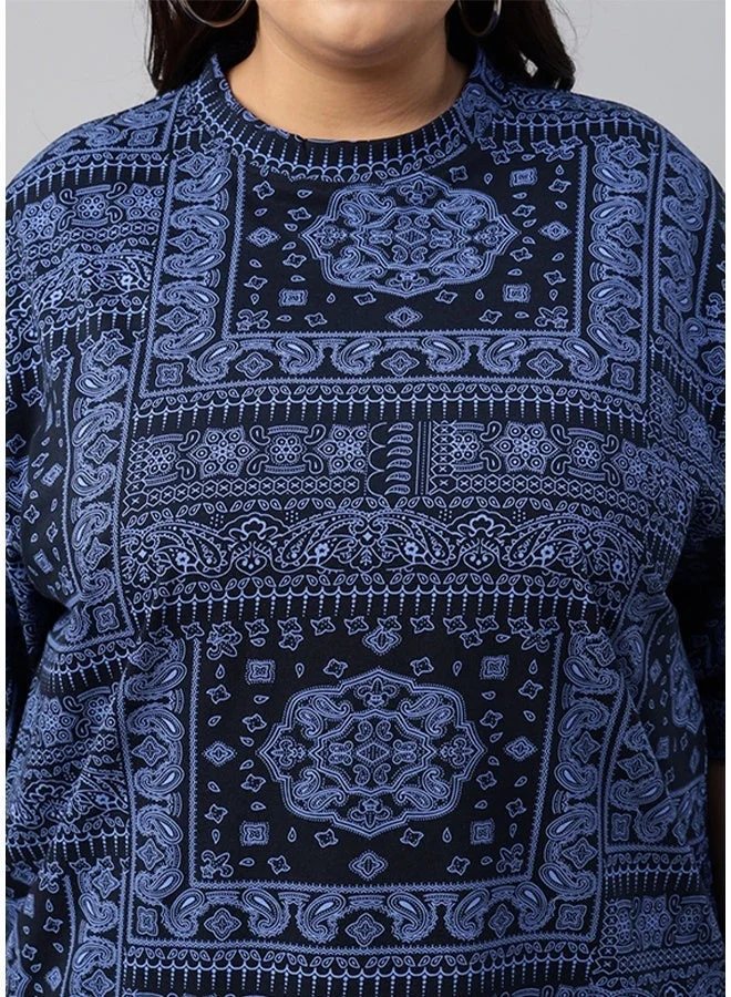 Juneberry Juneberry Pure Cotton Over-size  ROYALBLUE T-Shirt For Women