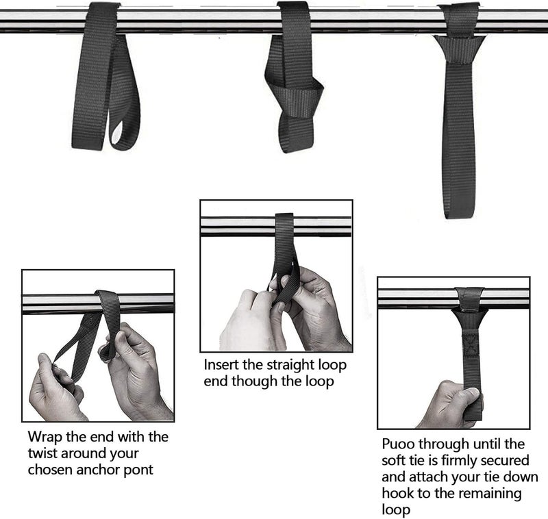 Gutezeiten PERCARE Premium Soft Loop Tie Down Straps - 6 Pack, 1” x 12” Heavy Duty Adjustable Stretch Straps for Trailer, Bikes, Motorcycle, Cargo, Kayak - Image 2