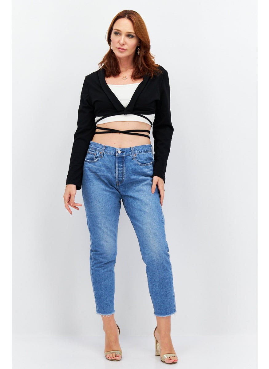 Missguided - Women Regular Fit Solid Long Sleeves Crop Blazer, Black - Image 1