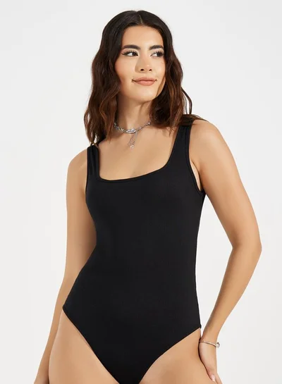 Take Two Rib Square Neck Basic Bodysuit