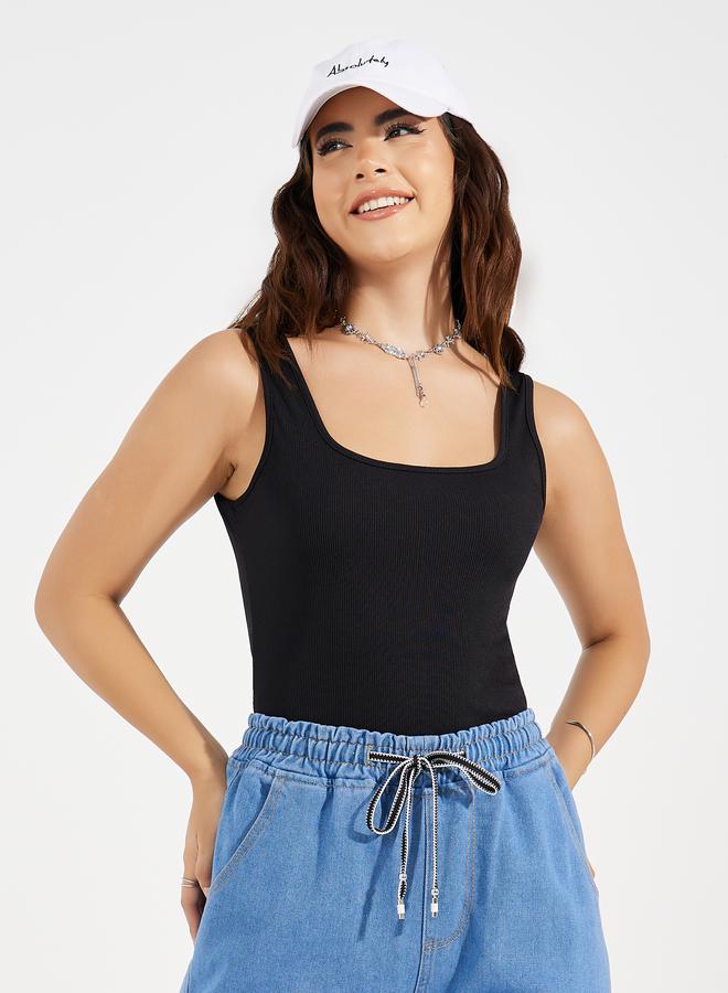 Take Two Rib Square Neck Basic Bodysuit - Image 1