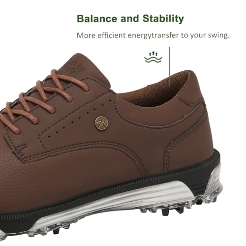 ULTIANT Mens Golf Shoes Traditions Spikeless Size 7.5-14(Brown,45) - Image 5
