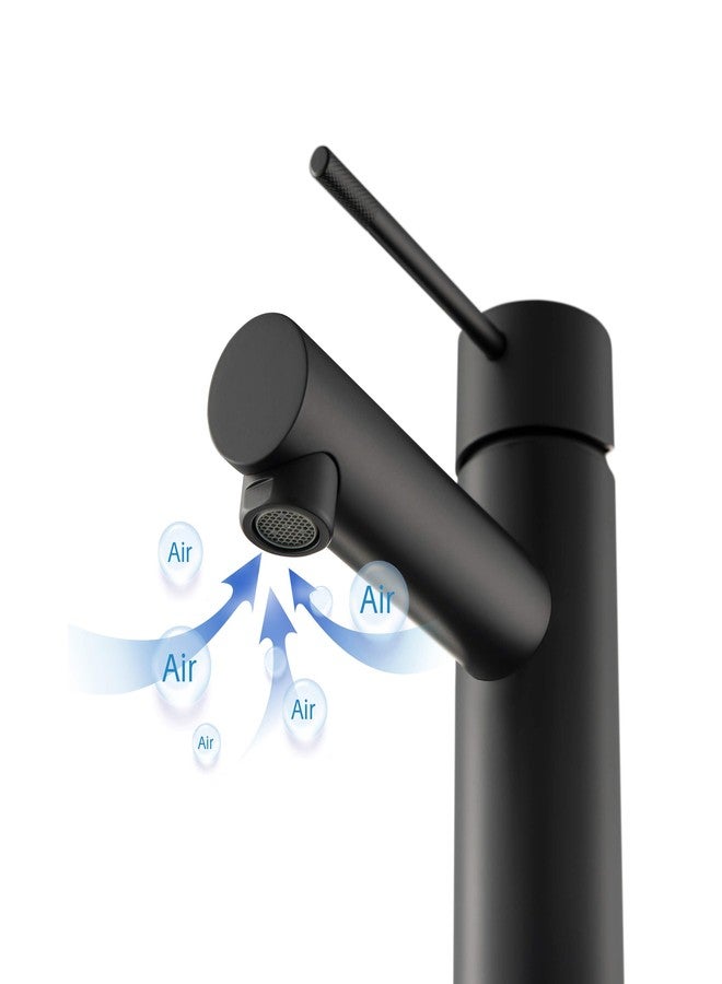 كيبي حنفية دائرية من النحاس الصلب KIBI KBF1010 بمقبض واحد وفتحة واحدة على شكل حرف X لحوض الحمام | صنبور ذو قوس عالٍ | لمسة نهائية سوداء غير لامعة متينة | مقاومة للتآكل والصدأ - Image 5