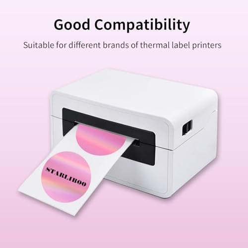 STARLIBOO 2 Inch Round Holographic Thermal Label Stickers, Glitter Circle Thermal Printer Sticker Labels, Self-Adhesive Direct Labels for Gift Wrapping- Pink Gradient Color - Image 3