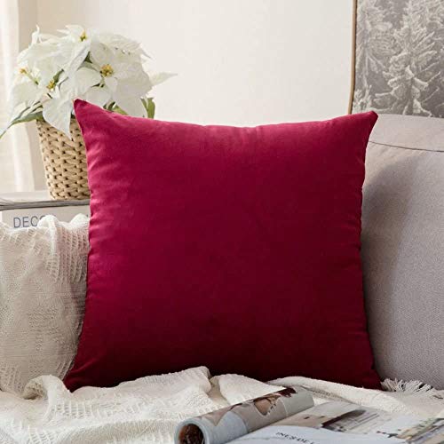 Khooti Velvet Cushion Cover, 26x26 | Red | Pack of 1 | Solid Plain Soft & Smooth, Decorative Cushion Covers for Living Room, Bedroom, Couches, Chairs, Sofas, Beds & Home Decor - Image 1