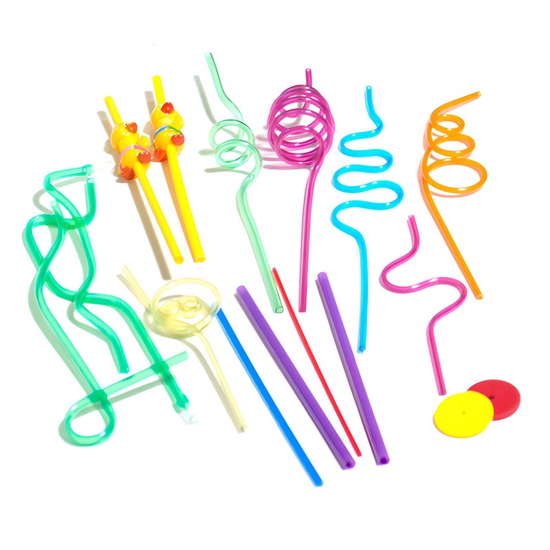 TalkTools Premium Drinking Crazy Straws  Fun Drinking Straws Silly Colorful Drinking Straws Crazy Straws For Kids Colorful Reusable Swirly Twisty Loop Straws For Party  17pack
