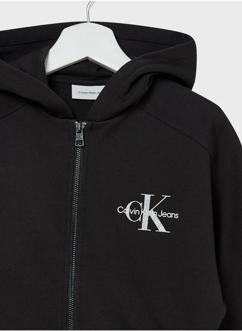 كالفن كلاين جينز Youth Graphic Logo Zip Hoodie