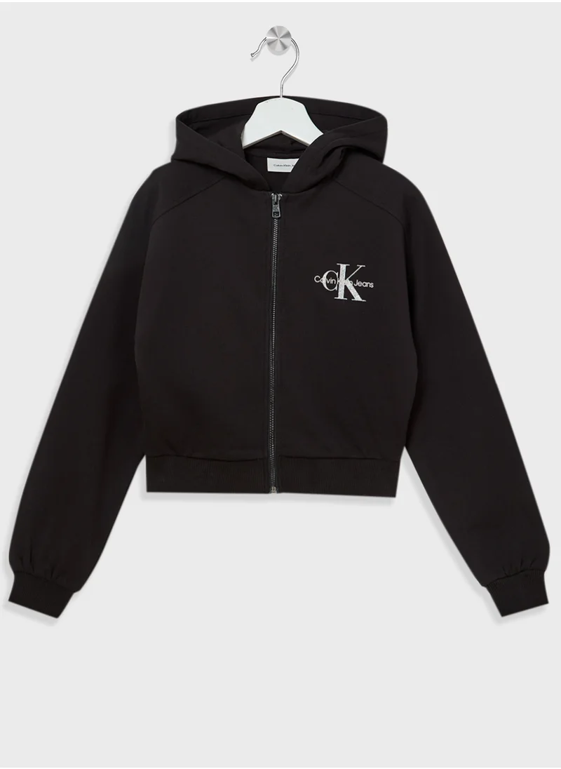 كالفن كلاين جينز Youth Graphic Logo Zip Hoodie