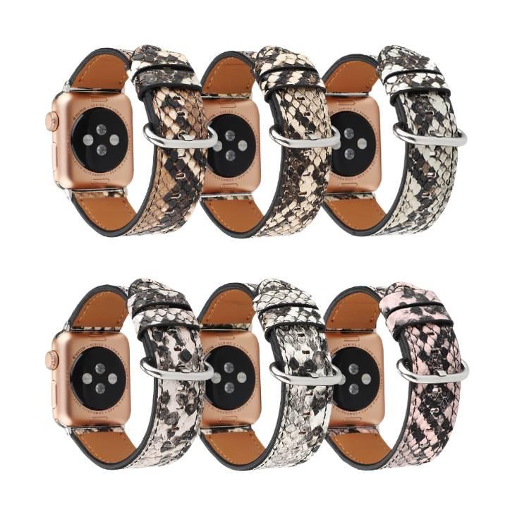 AD Beige Classic Leather Strap Smartwatch Band Compatible with Apple Watch with Adjustable Fit Replacement Strap for Daily Wear - Image 1