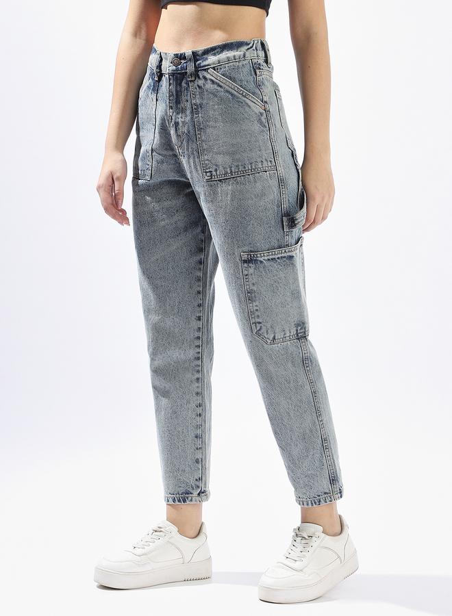 هاي ستار جينز نسائي قصير بخصر مرتفع من القطن بتصميم كاربنتر خفيف التلاشي - Image 3