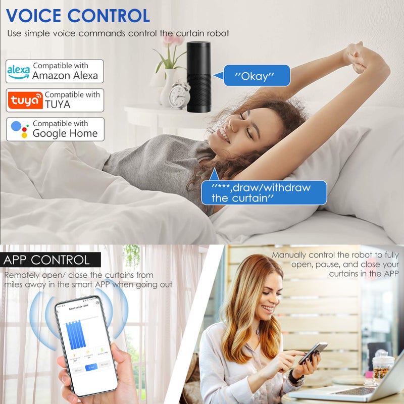 Wi-Fi Automatic Curtain Opener Closer Robot with USB Gateway Wireless Smart Curtain Motor Timer APP Control Voice Control Smart Home Automation Device for Curtain Rod - Image 5