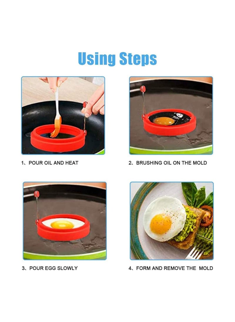 Bukela - Egg Ring, Fried Egg Mold, Egg Separator, Reusable Cooking Rings, Silicone Non-Stick Egg Shaper Ring with Egg and Pancake Non Stick Cooking Tool, Kitchen Cooking Tools (4 Pcs) - Image 1