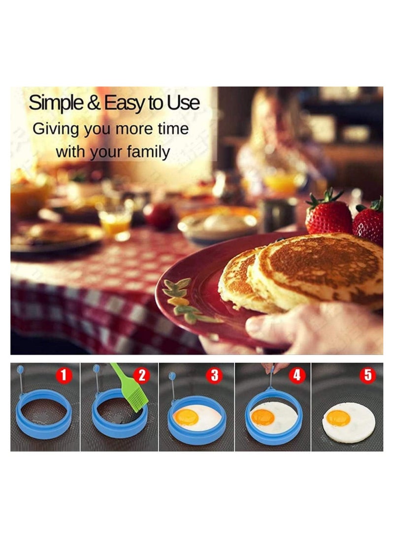 Bukela - Egg Ring, Fried Egg Mold, Egg Separator, Reusable Cooking Rings, Silicone Non-Stick Egg Shaper Ring with Egg and Pancake Non Stick Cooking Tool, Kitchen Cooking Tools (4 Pcs) - Image 1