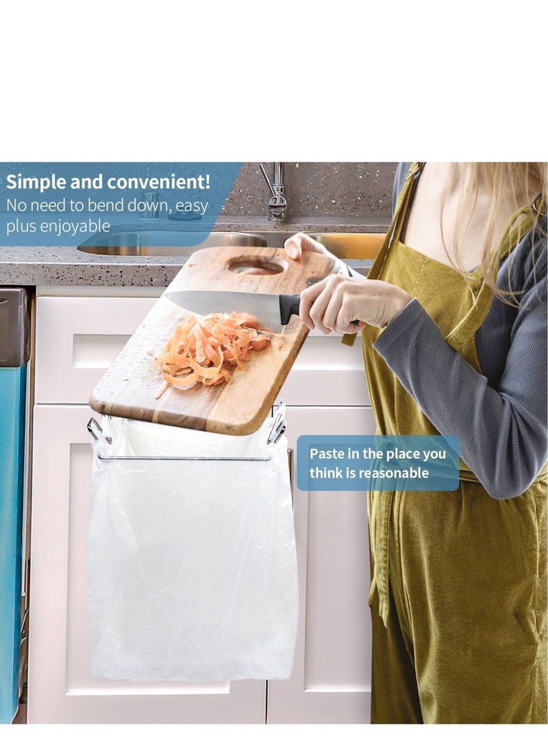 SYOSI Trash Bag Holder, Large Stainless Steel Trash Bag Holder for Kitchen Cabinets Doors and Cupboards, Under Sink Bag Holder, Garbage Bag Holder, Kitchen Waste Can, Kitchen Trash Cans  - Image 3