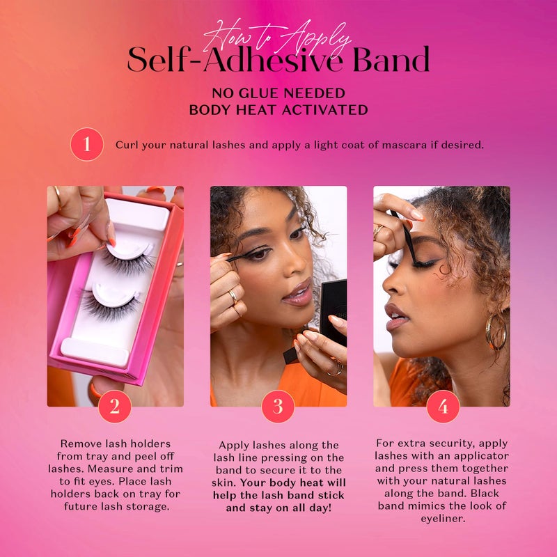 Lilly Lashes رموش ليلي لاش 3D ذاتية اللصق، لا حاجة للصمغ، رموش مضغوطة تعمل بحرارة الجسم، رموش ذاتية اللصق قابلة لإعادة الاستخدام حتى 5 مرات، سهلة التطبيق والإزالة (مخالف للقواعد) - Image 4