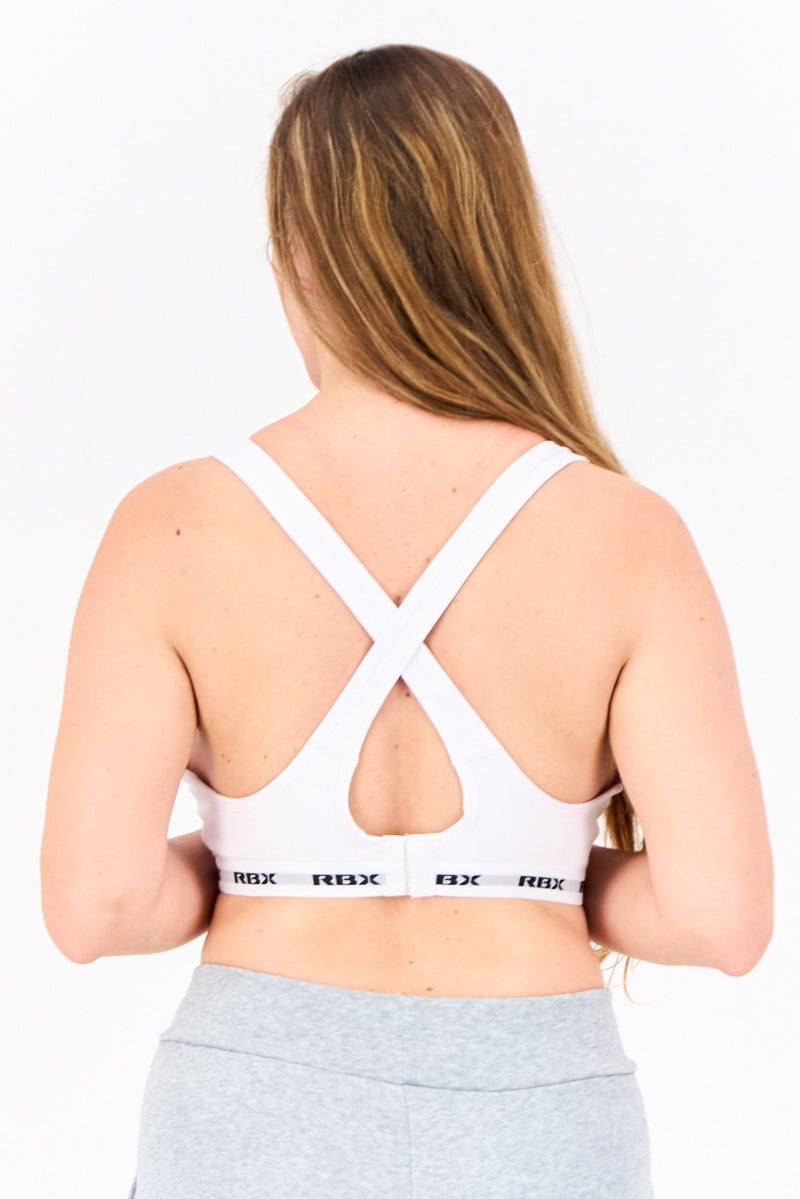 RBX Women 2 Pack Padded Brand Logo Wireless Comfort Bra, White  - Image 5