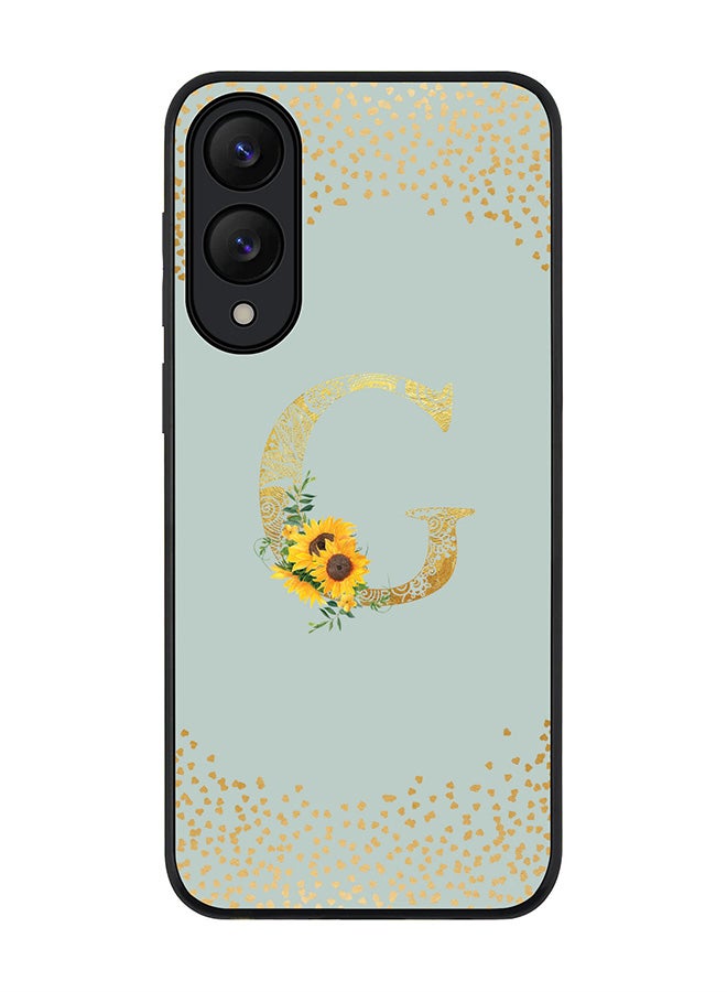 Stylizedd For Samsung Galaxy S25 Edge Case,Slim fit Camera Protection, Shockproof Thin Phone cover  - Custom Floral Monogram - G  (Light Grey )