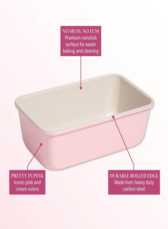 Paris Hilton Nonstick Carbon Steel Bakeware Collection, 9-Inch x 5-Inch Loaf Pan, Dishwasher Safe, Made without PFOA and PFAS, Pink Cream Two-Tone - Image 5
