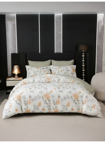 Donetella Printed Duvet Set, King Size Fits 200x200 cm – 6-Pcs Bed Set, 130 GSM Brushed Microfiber Fabric, 1 Duvet Cover, 1 Fitted Sheet, 2 Pillow Shams, 2 Pillowcases (Filler Not Included)
