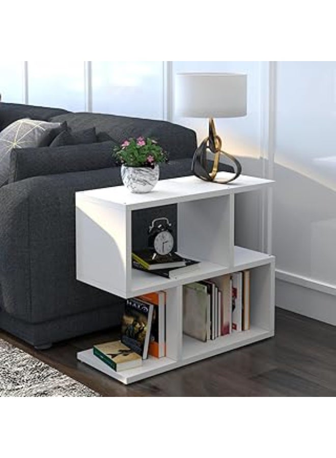 eBasket The white side table (60 x 20 x 45 cm) is a compact, space-saving side table made of engineered wood (MDF). Thanks to its compact design, it's ideal for placing in tight spaces next to a sofa or bed. - Image 1