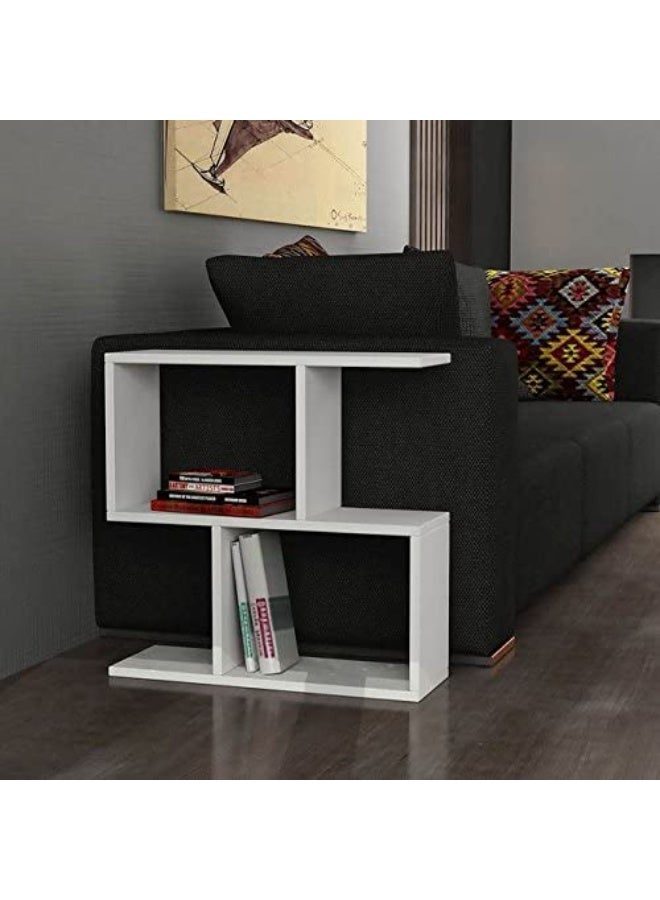 eBasket The white side table (60 x 20 x 45 cm) is a compact, space-saving side table made of engineered wood (MDF). Thanks to its compact design, it's ideal for placing in tight spaces next to a sofa or bed. - Image 3