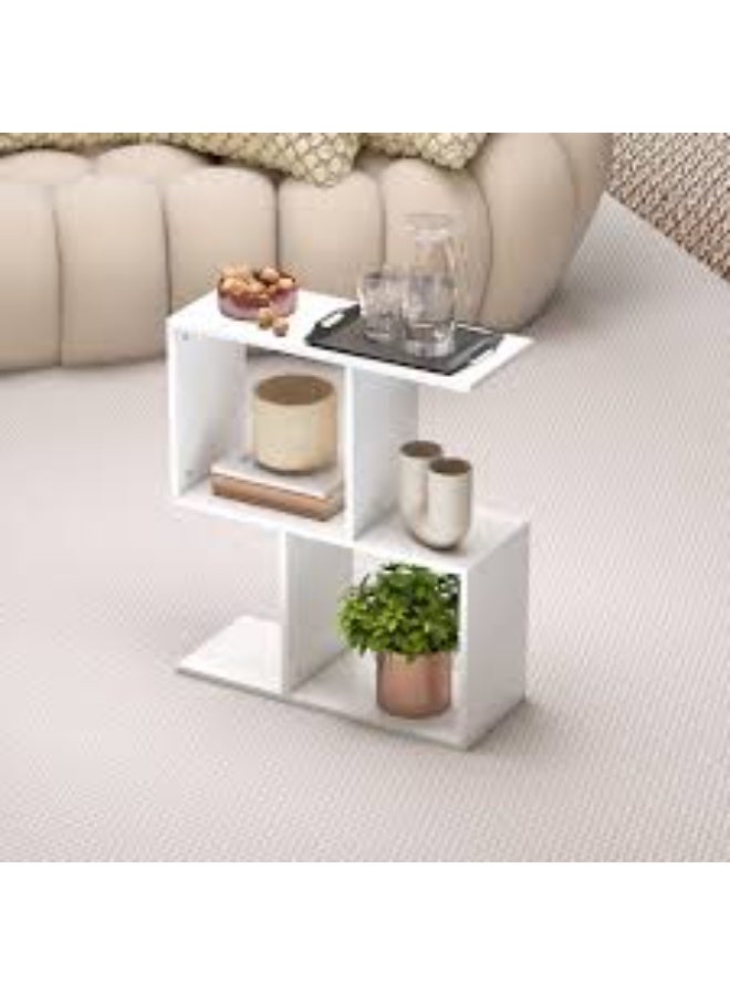 eBasket The white side table (60 x 20 x 45 cm) is a compact, space-saving side table made of engineered wood (MDF). Thanks to its compact design, it's ideal for placing in tight spaces next to a sofa or bed. - Image 4