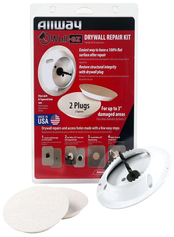 اول واي مجموعة إصلاح الحوائط الجافة ALLWAY WEK2 Wall-EZ مع منشار ثقب مخروطي و2 سدادة للحوائط الجافة - Image 1