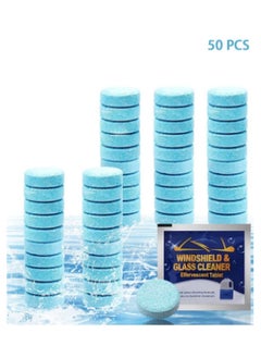 Kimaya 50 Pieces Car Windshield Glass Concentrated Washer Tablets Windshield Washer Fluid Solid Car Effervescent Tablets Glass Solid Wiper Cleaning Tablets for Car Kitchen Window  - Image 1