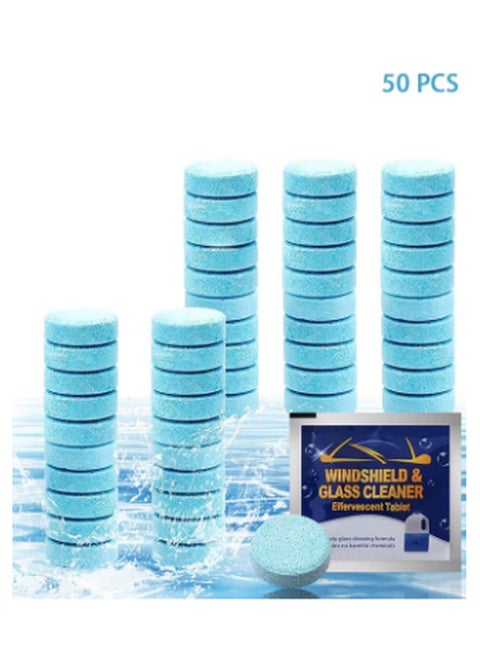 50 Pieces Car Windshield Glass Concentrated Washer Tablets Windshield Washer Fluid Solid Car Effervescent Tablets Glass Solid Wiper Cleaning Tablets for Car Kitchen Window