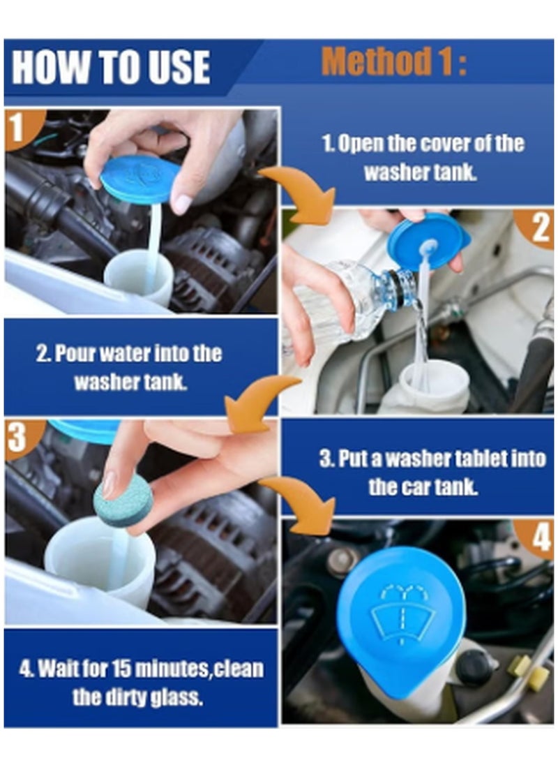 Kimaya 50 Pieces Car Windshield Glass Concentrated Washer Tablets Windshield Washer Fluid Solid Car Effervescent Tablets Glass Solid Wiper Cleaning Tablets for Car Kitchen Window  - Image 4