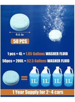 Kimaya 50 Pieces Car Windshield Glass Concentrated Washer Tablets Windshield Washer Fluid Solid Car Effervescent Tablets Glass Solid Wiper Cleaning Tablets for Car Kitchen Window  - Image 2