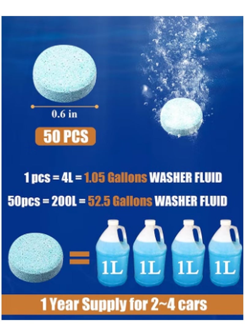 Kimaya 50 Pieces Car Windshield Glass Concentrated Washer Tablets Windshield Washer Fluid Solid Car Effervescent Tablets Glass Solid Wiper Cleaning Tablets for Car Kitchen Window  - Image 2