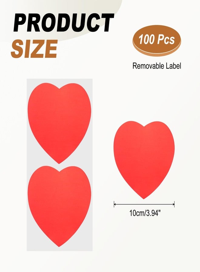 PATIKIL 4 Inch Heart-Shaped Label Sticker, 100Pcs Removable Colorful Dot Stickers Labels Self Adhesive Circle Tags for Office Price Tags Storage Boxes Notebooks, Red - Image 2