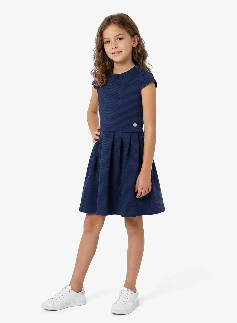 GUESS Youth Fit And Flare Knit Short Sleeve Midi Dress