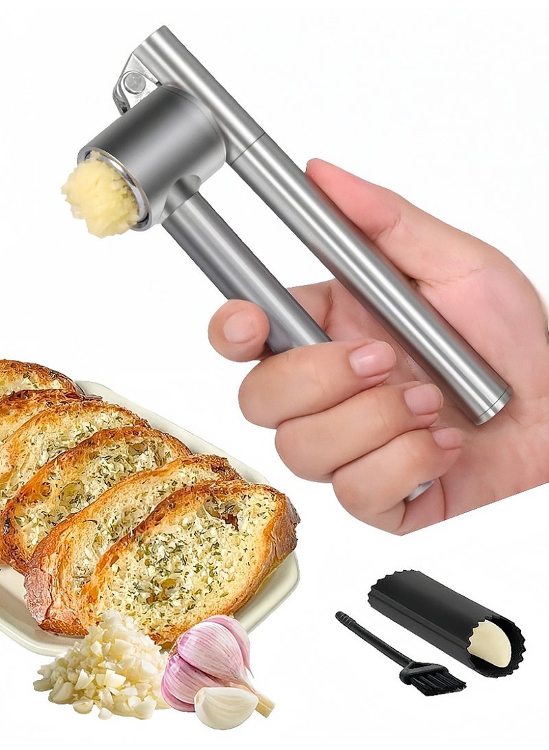 Kibee Garlic Press – 304 Stainless Steel Garlic Crusher with Peeler, Detachable, Heavy-Duty & Rust-Resistant Design for Extracting More Garlic Paste from Each Clove - Image 1
