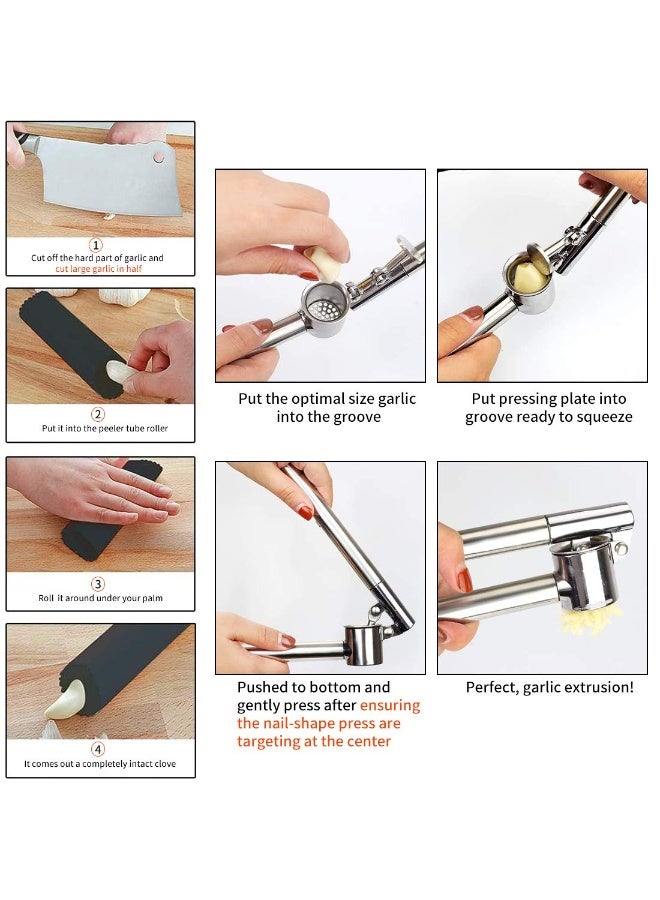 Kibee Garlic Press – 304 Stainless Steel Garlic Crusher with Peeler, Detachable, Heavy-Duty & Rust-Resistant Design for Extracting More Garlic Paste from Each Clove - Image 5