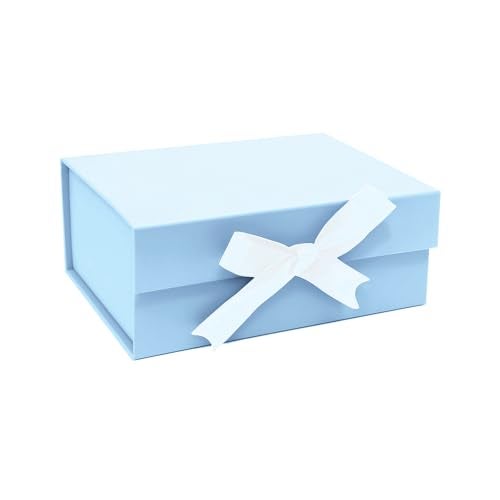 Boxotica Powder Blue Small Gift Box – Foldable Rigid Hamper with Ribbon & Greeting Card | 23.5×17×10 cm Reusable Keepsake Box for Jewelry, Chocolates, Weddings, Birthdays, Bridesmaid Proposals - Image 1