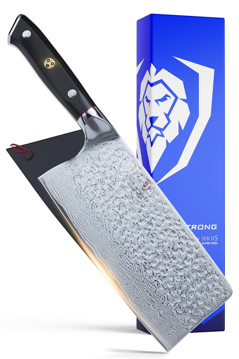 Dalstrong Meat Cleaver Knife - 7" - Shogun Series ELITE - Razor Sharp - Japanese Super Steel - Damascus Knife - Hammered Finish - Heavy Duty Gift Cooking Knife - w/Sheath - Image 1
