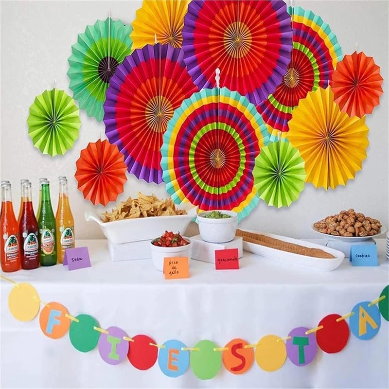 4 مجموعات من المراوح الورقية الملونة ديكور خلفية حفلة عيد الميلاد كرنفال ديكورات للأطفال للقيام بها بنفسك - Image 5