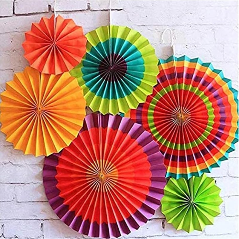 4 مجموعات من المراوح الورقية الملونة ديكور خلفية حفلة عيد الميلاد كرنفال ديكورات للأطفال للقيام بها بنفسك - Image 3