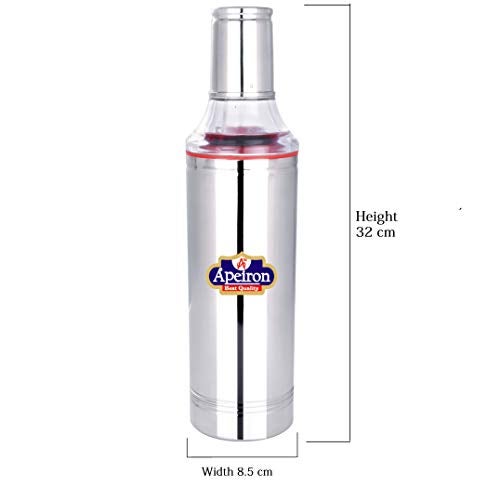Apeiron Stainless Steel | Nozzle Oil Dispenser | 1000 ml Cooking Oil | Oil Dropper | Leak Proof | Silver | Pack of 3 - Image 4