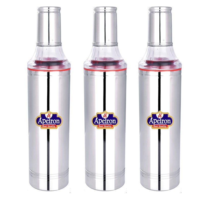 Apeiron Stainless Steel | Nozzle Oil Dispenser | 1000 ml Cooking Oil | Oil Dropper | Leak Proof | Silver | Pack of 3 - Image 5