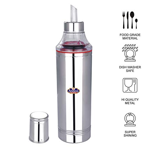 Apeiron Stainless Steel | Nozzle Oil Dispenser | 1000 ml Cooking Oil | Oil Dropper | Leak Proof | Silver | Pack of 3 - Image 2