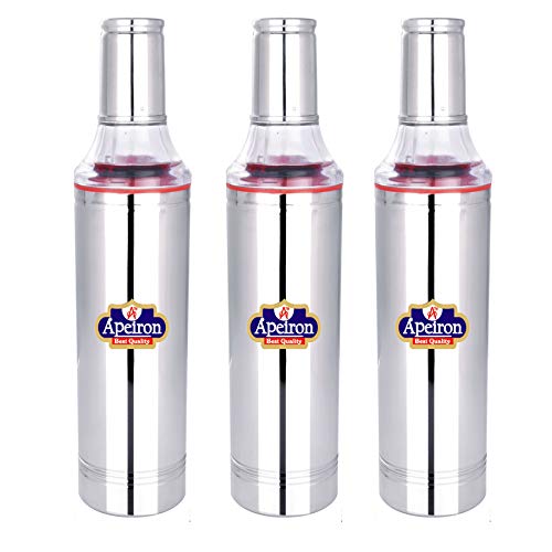 Apeiron Stainless Steel | Nozzle Oil Dispenser | 1000 ml Cooking Oil | Oil Dropper | Leak Proof | Silver | Pack of 3 - Image 1