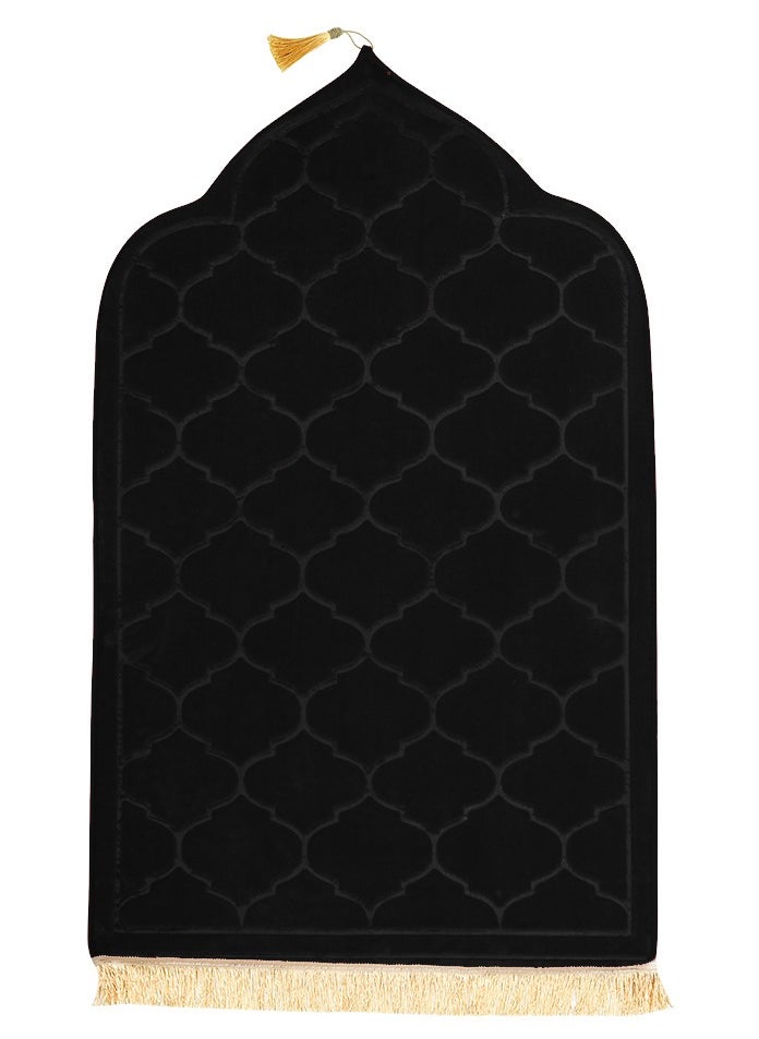 Fabienne - Pack of 2 Prayer Mats 70x110cm Anti-Slip Velvet Top Islamic Prayer Rugs for Gifting New Dome Design Thick Padded Sajadah Prayer Mat for Couples Men Women Eid Gift Ramadan Prayer Mat Black/Light Brown - Image 1