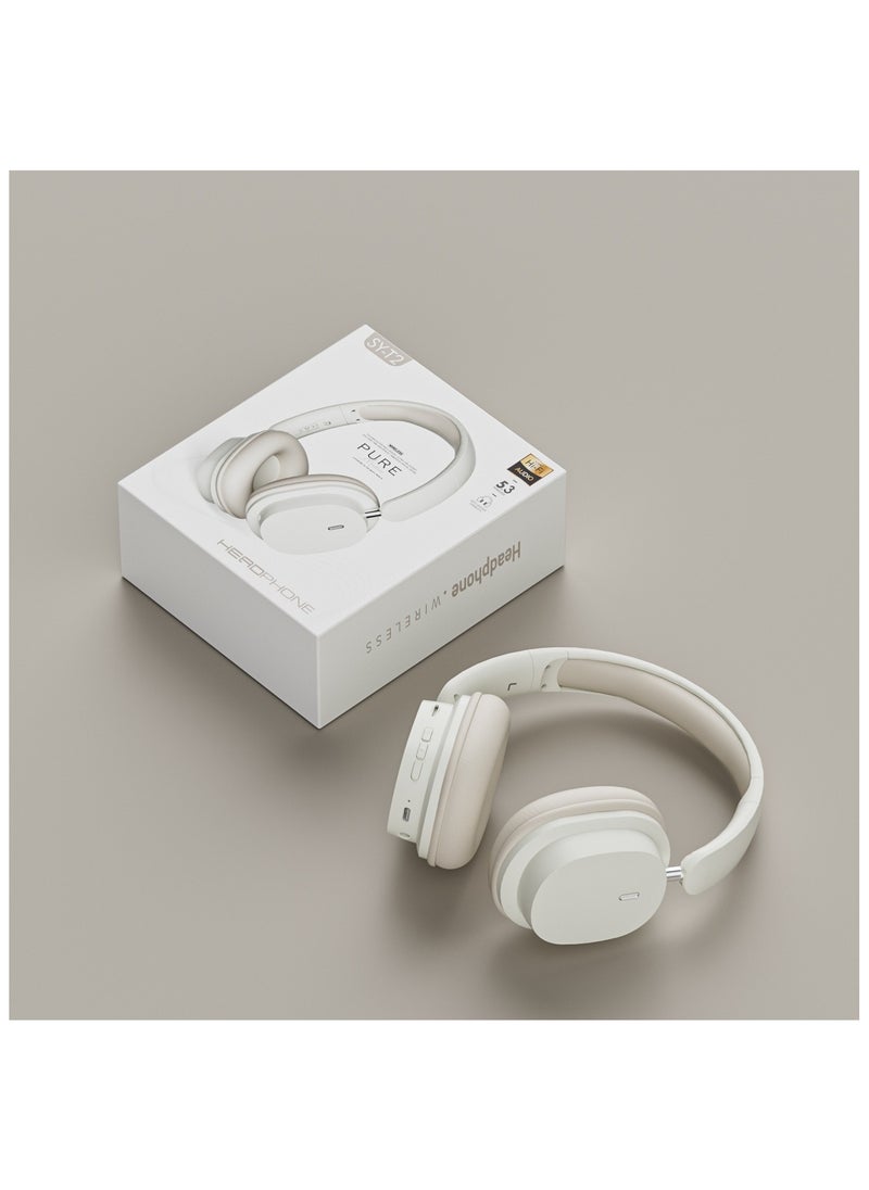 Generic - QCY H3 ANC wireless headphones with active noise cancellation, high-resolution audio, Bluetooth 5.4, microphone, 60 hours playback, multi-point connection, foldable design (white). - Image 1