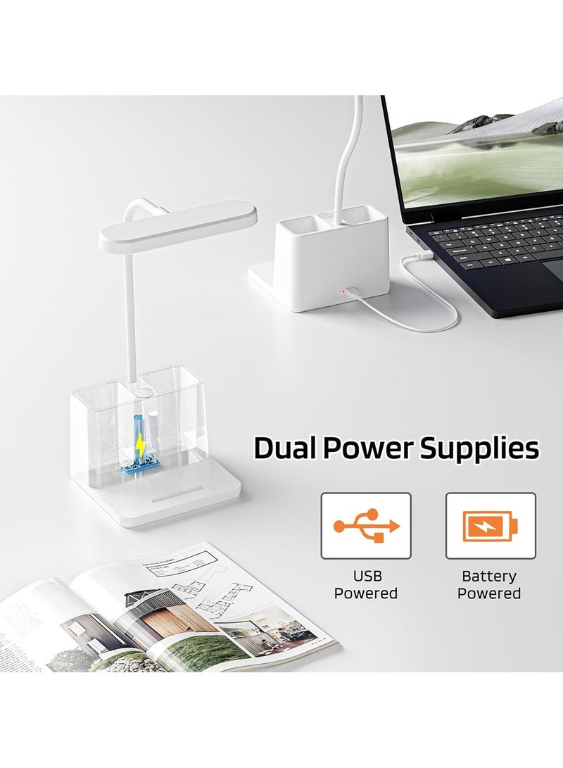 جود تول مصباح مكتبي LED, مصباح الطاولة, مصباح مكتب لحماية العين, مع منفذ شحن USB قابل لإعادة الشحن وحامل قلم, 3 أوضاع و3 مستويات سطوع قابلة للتعتيم, مصباح مكتبي صغير, للإضاءة المنزلية والمكتبية - Image 3