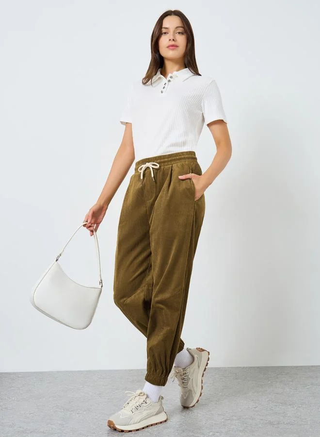 ستايلي بنطال كوردروي سادة بأرجل واسعة