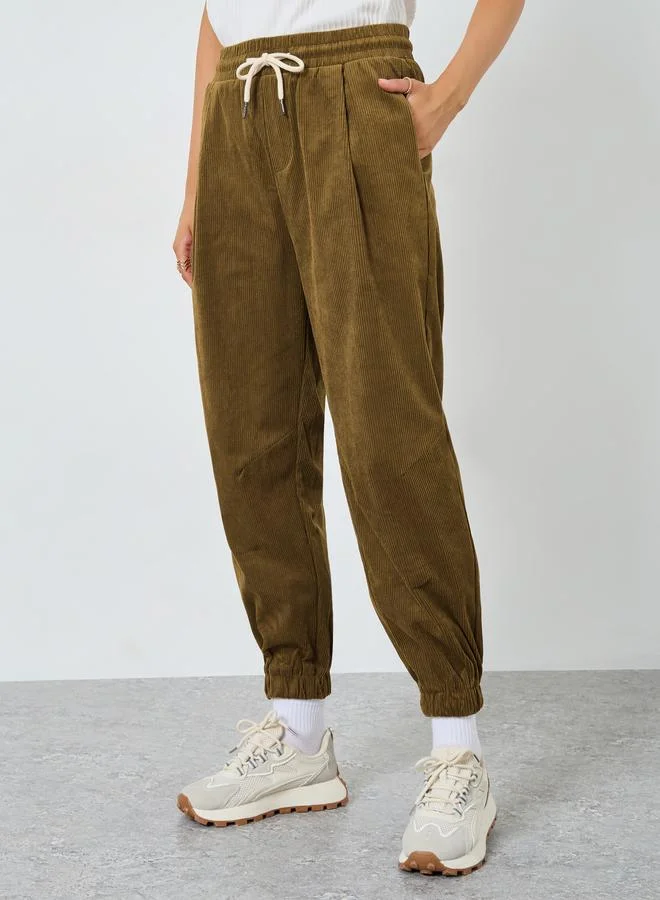 ستايلي بنطال كوردروي سادة بأرجل واسعة